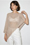 Women's Beige Openwork Knitwear Asymmetrical Cut Pareo Tp261002 60286366 - 6