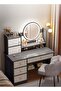 Bedroom Home Dressing Table Makeup Cabinet with LED Makeup Mirror 3-Speed Lighting Adjustment - 2