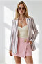 Women's Powder Striped Lined Linen Blazer Jacket Ckt-19000535 - 4
