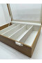 Glass Lid Leather Fabric Coffee-White Color 34 cm / 24 cm 5 Compartments Glasses Display Stand - 7