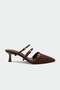 Lunax Buckle Women's Bitter Brown Heeled Slippers - 4