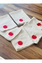6 Pieces Tomato Embroidery Natural Linen American Service - 4
