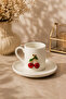6-Piece Porcelain 6-Model Fenomen Coffee Cup Set 100ml - Heart Cherry Bee Ribbon Lovelybirds Evil Eye - 4