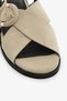 Beige Suede Genuine Leather Women's Sandals with Cross Straps and Buckle - 3