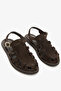 Brown Genuine Leather Suede Gladiator Women's Sandals