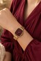 Snies Women's Gold Steel Band Claret Red Dial Rectangular Oval Case Elegant Quartz Wristwatch |   Vintage Luxury 2026 - 2