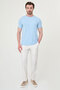 Plain Slim Fit Crew Neck Short Sleeve Men's T-Shirt Blue - 36890.26Y - 3