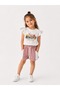 3-10 Years Old Girls' Floral Printed Ruffle Sleeve White T-Shirt Striped Shorts Set Waterway Fabric