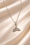 Women's Silver Color Stone Whale Tail Necklace Earrings Jewelry Set - 5