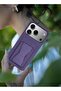 iPhone 17 Pro Max 5G 2025 Silicone TPU Card Holder with Hand Grip Case | Slim Shockproof Wallet Phone Cover with Kickstand Grip Strap (MCHPSN) – Eggplant Purple - 5
