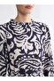 Lcw Everyday Navy Blue Ruffled High Neck Patterned Dress - 3