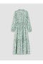 Lcw Modest Green Shirt Collar Floral Waist Fit Dress - 6
