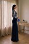 Patterned Double-Breasted Collar Long Evening Dress - 2