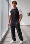 Men's Black Raglan Sleeve T-Shirt Lisbon Double Ribbed Combed Cotton Sweatpants