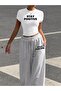Women's Stay Positive Printed Baby Tee Combed Cotton Crop and Sweatpants - Two-Piece Sweat Suit