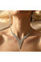 Kly-1002 V Cut Crystal Necklace and Earring Set