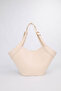 Women's Cream Medium Size Makeup Bag with Belt Strap Detail, Hand and Shoulder Bag Lara - 6