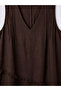 Women's Brown V-Neck Asymmetrical Cut Tassel Detailed Comfortable Fit Dress - 6