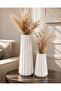 Mila Porcelain Look Striped Decorative Vase 20-10cm - 4