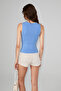 Petaly Women's Soft and Flexible Fabric Organic Cotton Round Neck Blue Undershirt - 5