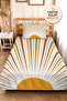 Sun Rays Patterned Teenager's Room Single Pique Set - Retro Striped 160X220 cm Bedspread