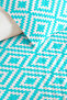 Turquoise Geometric Youth Room Single Pique Set - Nordic 160X220 cm Quilted Bedspread - 3