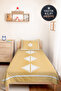 Yellow Geometric Modern Single Duvet Set - White Minimal 160X220 cm Quilted Bedspread