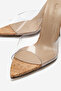 Women's Pointed Toe Thin Heeled Transparent Strap Slippers Sona Mantara Transparent - 4
