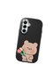 Samsung Galaxy A16 Compatible Case with Camera Protection Black Silicone Couple Phone Case with Teddy Bear Pattern - 3