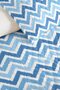 Blue Zigzag Geometric Teen Room Single Pique Set - Modern 160X220 cm Quilted Bedspread - 3