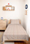 Brown Geometric Youth Room Single Pique Set - Minimal 160X220 cm Quilted Bedspread - 2