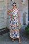 Women's Patterned A-Line Linen Touch Woven Dress with Tie Straps - 5