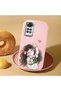 حافظة متوافقة مع هاتف Redmi Note 11S، حافظة حماية للكاميرا من السيليكون الوردي، حافظة هاتف مزدوجة من السيليكون بنمط الفتاة - 2
