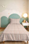 Brown Geometric Youth Room Single Pique Set - Minimal 160X220 cm Quilted Bedspread - 4