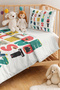 Monster Alphabet Children's Room Single Pique Set - Colorful Educational 160X220 cm Quilted Bedspread - 2