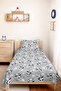 Gray Panda Star Boys' Room Single Pique Set - Cute Modern 160X220 cm Bedspread - 8