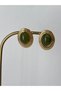 Special Design Green Stone Oval Gold Color Earrings - 5