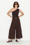 Women's Bitter Coffee High Waist Belted Pleated Detailed Wide Leg Skirt Trousers 3320 60286408 - 2