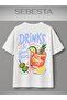 Drinks and Good Vibes Printed Premium Oversize T-Shirt