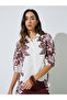 Burgundy Border Placement Print Floral Shirt - 3