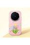 Vivo X300 Pro Compatible Case Camera Protective Pink Silicone Couple Phone Case with Floral Pattern