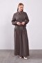 Brown Waist Lace Detailed Skirt Set - 2