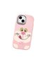 iPhone 15 Compatible Case Camera Protector Pink Silicone Couple Phone Case with Cute Pattern - 3