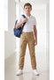 Boys' School Trousers Linen Fabric Beige Color Super Quality Cotton Fabric Full Lycra Stretchable Pants_With Elastic Waist - 4