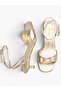 Adaline Gold Metallic Thin Low Heel Ankle Strap Sandals - 2
