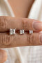 Square Model Zircon Stone 3-Piece Earring Set - 3