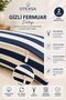 Navy Blue Striped Cotton Linen 2-Piece Throw Pillow Cover with Hidden Zipper, Double-Sided, 2 Pieces - 4
