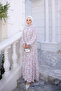Lilac Half-Buttoned Layered Viscose Dress with Elastic Sleeves