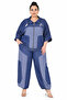 Plus Size Tencel Zippered Capri Sleeve Elastic Leg Loose Women's Top and Bottom Two-Piece Set