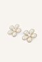 Women's Flower Shaped White Earrings H9973Axns - 5